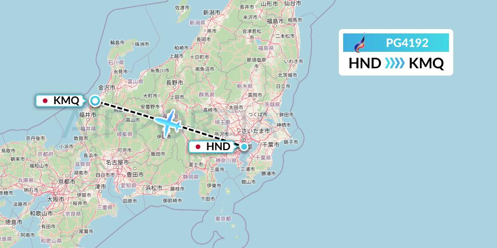PG4192 Bangkok Airways Flight Map: Tokyo to Komatsu