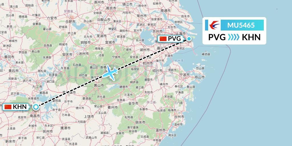 MU5465 China Eastern Airlines Flight Map: Shanghai to Nanchang