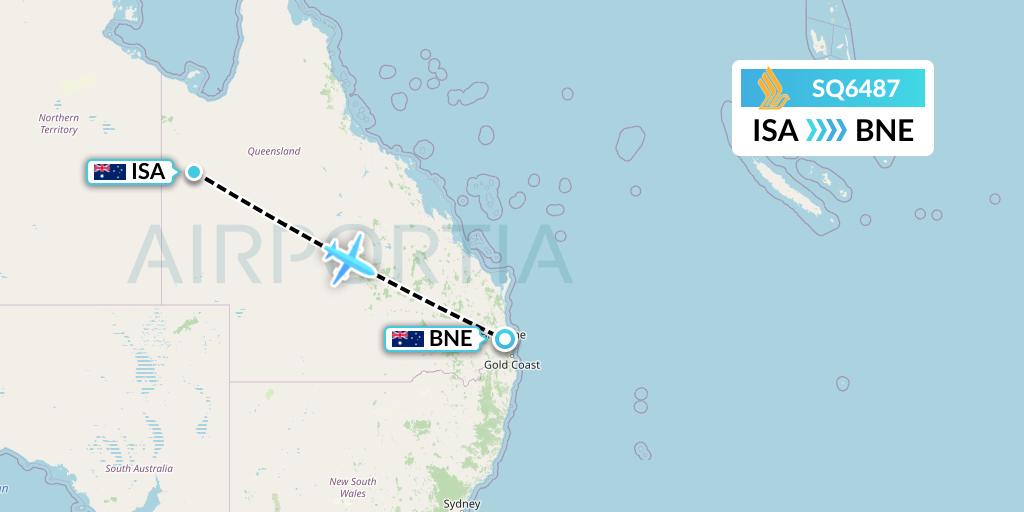 SQ6487 Singapore Airlines Flight Map: Mount Isa to Brisbane