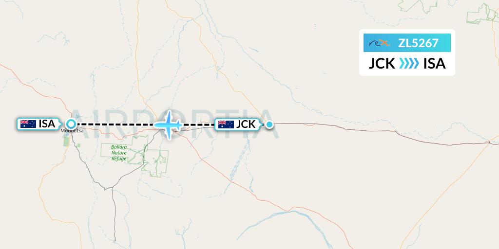ZL5267 Regional Express Flight Map: Australia to Mount Isa