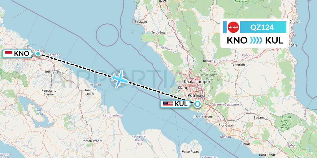 QZ124 Indonesia AirAsia Flight Map: Medan to Kuala Lumpur