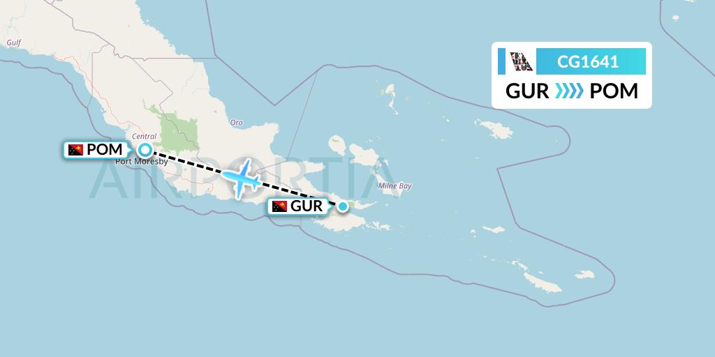 CG1641 Airlines PNG Flight Map: Gurney to Port Moresby