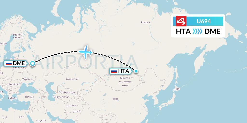U694 Ural Airlines Flight Map: Chita to Moscow