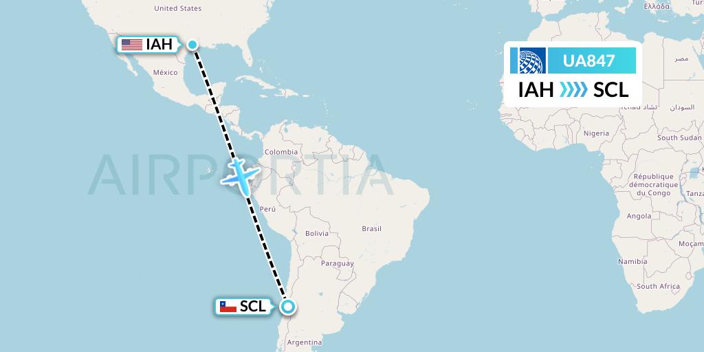 UA847 Flight Status United Airlines Houston to Santiago (UAL847)