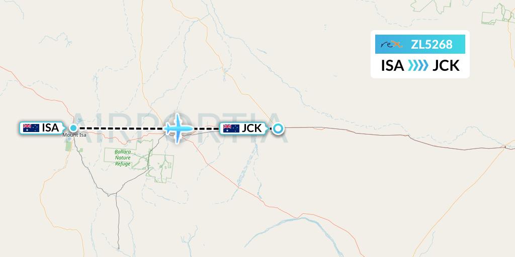 ZL5268 Regional Express Flight Map: Mount Isa to Australia