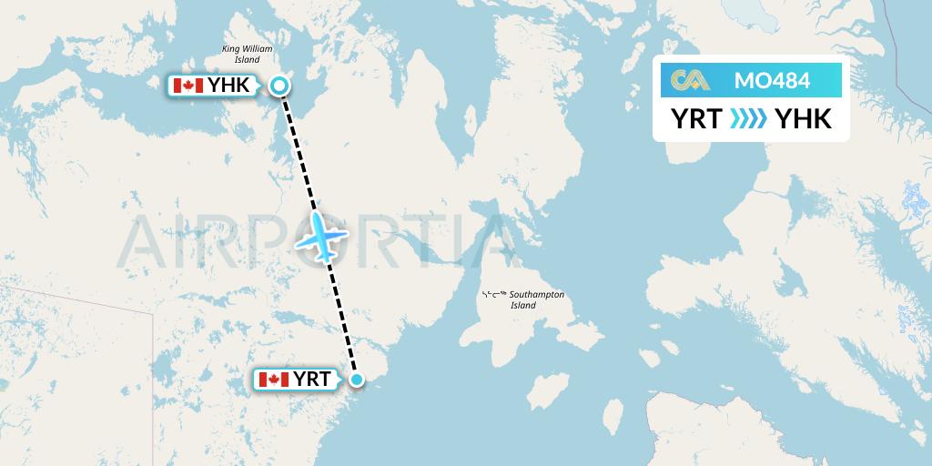 MO484 Calm Air Flight Map: Rankin Inlet to Gjoa Haven