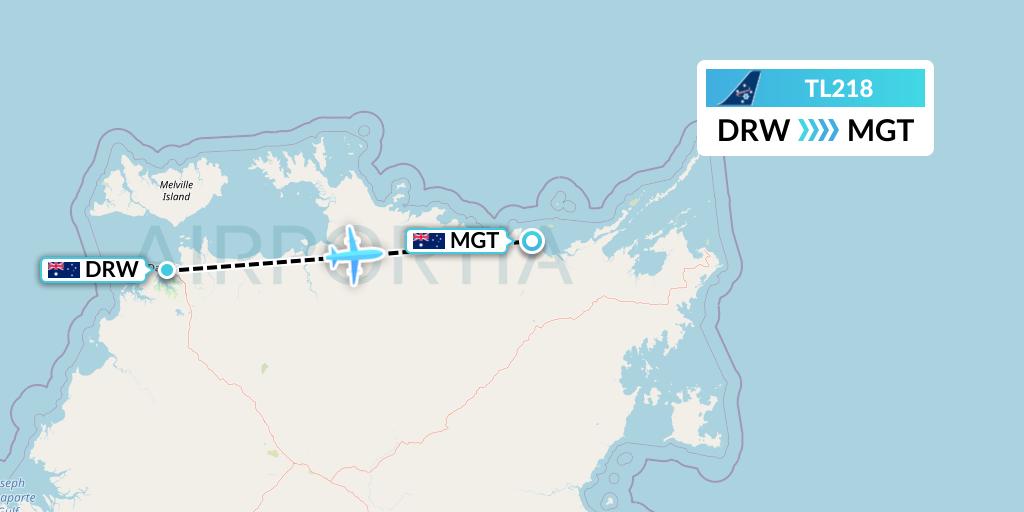 TL218 Airnorth Flight Map: Darwin to Milingimbi Island