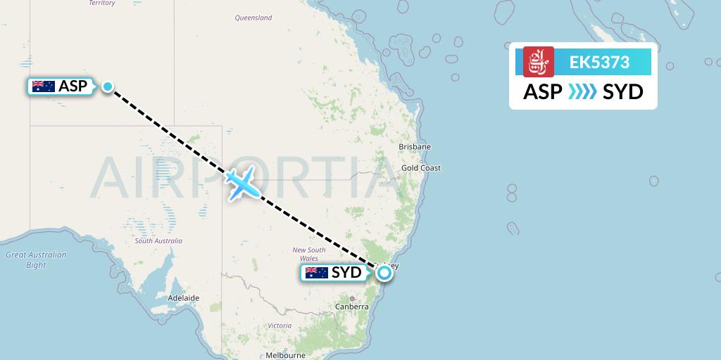 EK5373 Emirates Flight Map: Alice Springs to Sydney