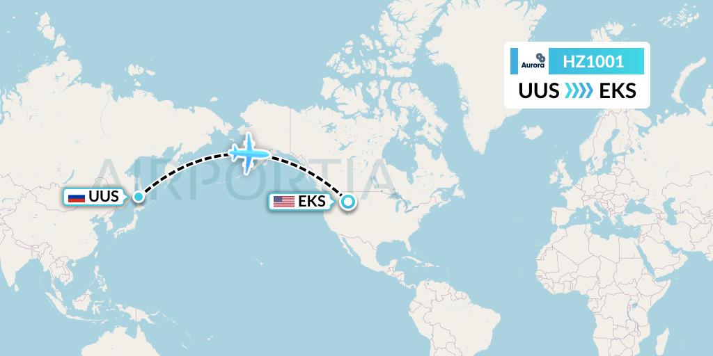 HZ1001 Aurora Flight Map: Yuzhno-Sakhalinsk to Ennis
