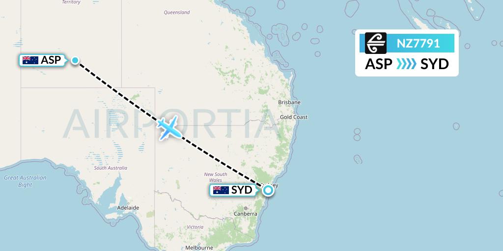 NZ7791 Air New Zealand Flight Map: Alice Springs to Sydney