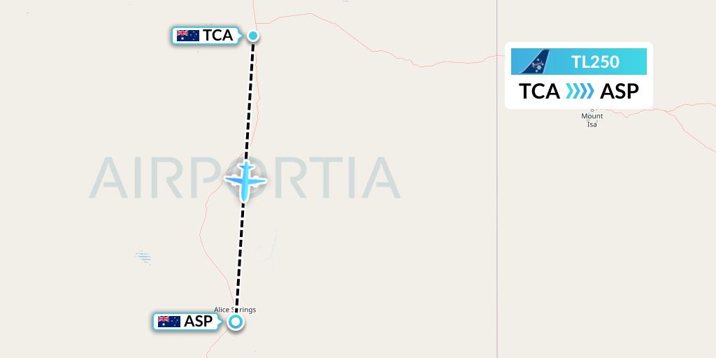 TL250 Airnorth Flight Map: Tennant Creek to Alice Springs