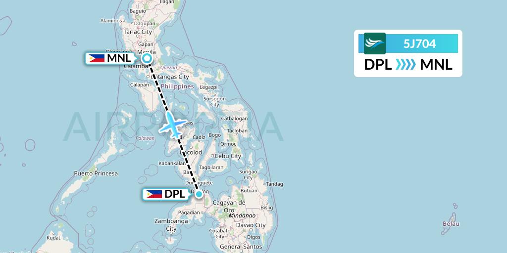 5J704 CEBU Pacific Air Flight Map: Dipolog to Manila