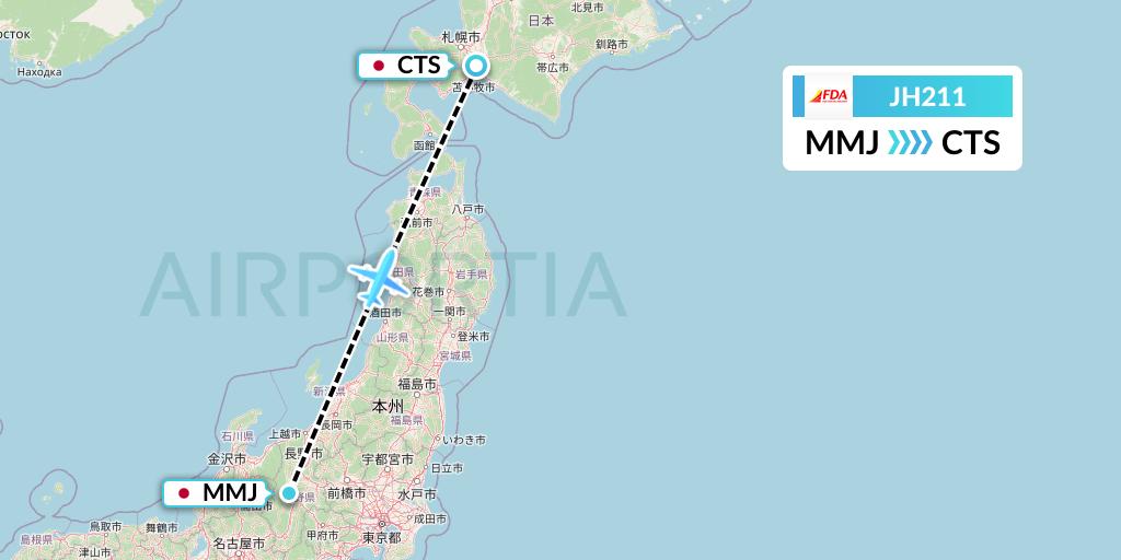 JH211 Fuji Dream Airlines Flight Map: Matsumoto to Sapporo