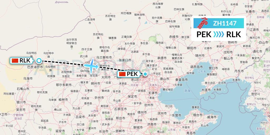 ZH1147 Shenzhen Airlines Flight Map: Beijing to Bayannur