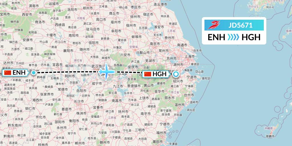 JD5671 Capital Airlines Flight Map: Enshi to Hangzhou