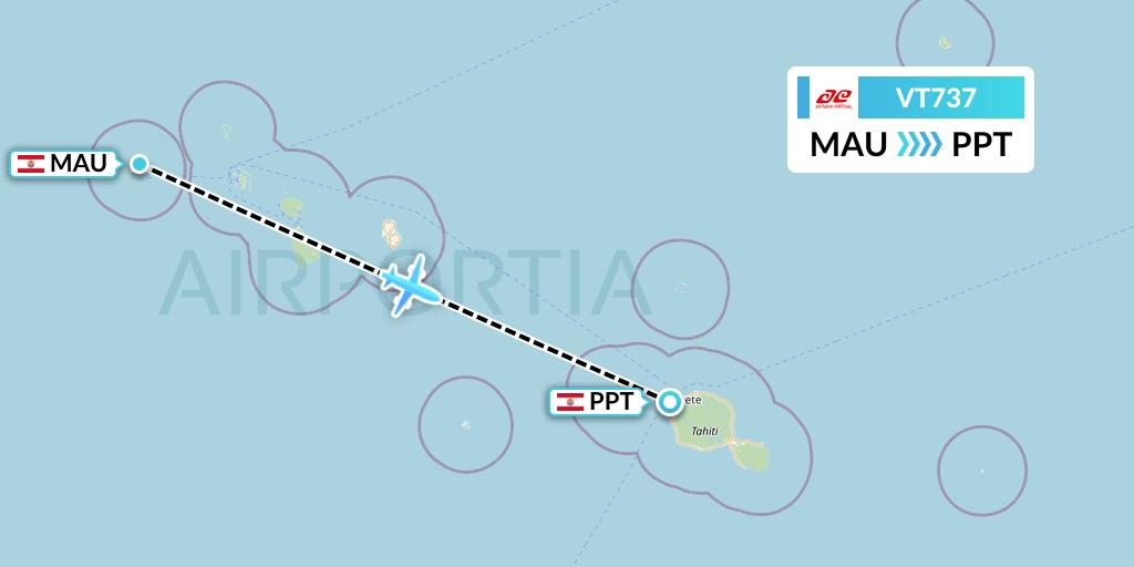 VT737 Air Tahiti Flight Map: Maupiti to Papeete