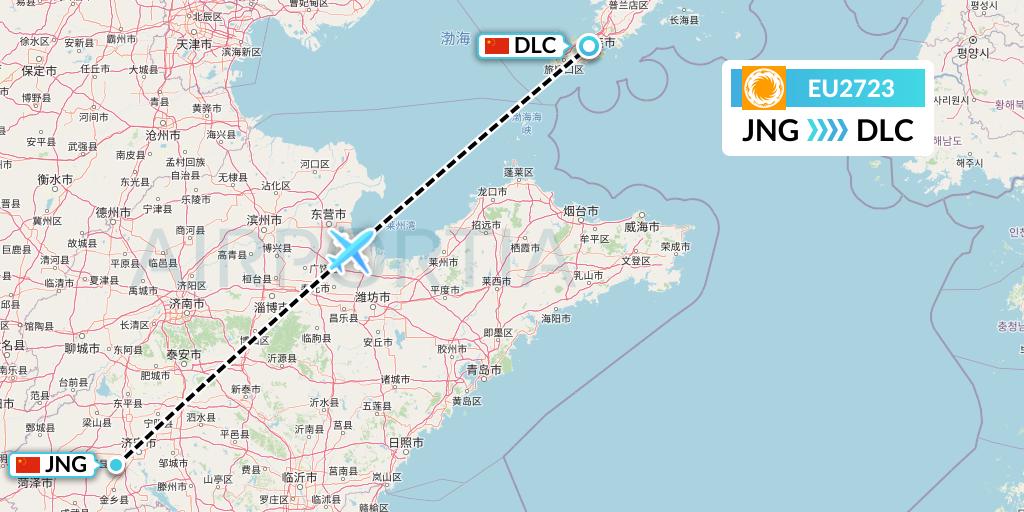 EU2723 Chengdu Airlines Flight Map: Jining to Dalian