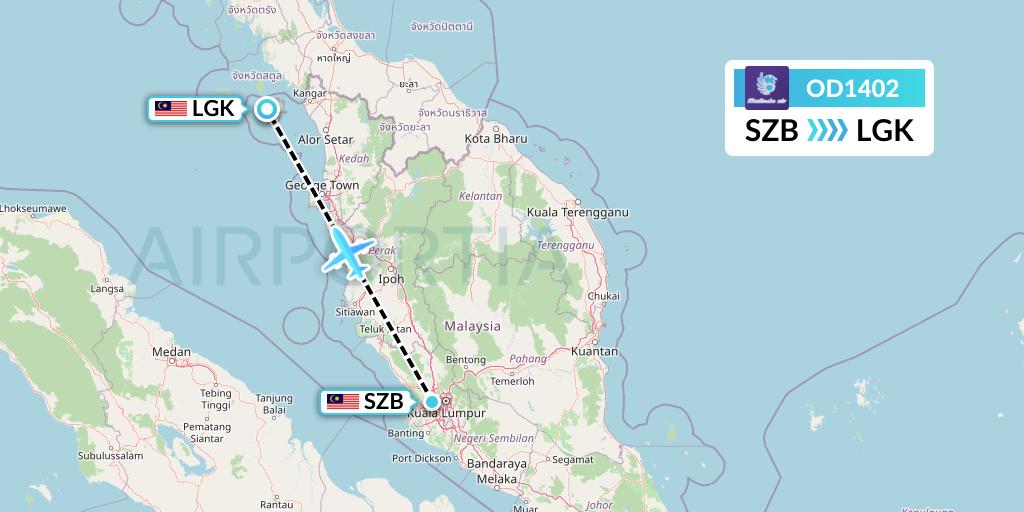 OD1402 Batik Air Malaysia Flight Map: Kuala Lumpur to Langkawi