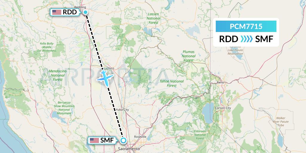 PCM7715 Westair Industries Flight Map: Redding to Sacramento