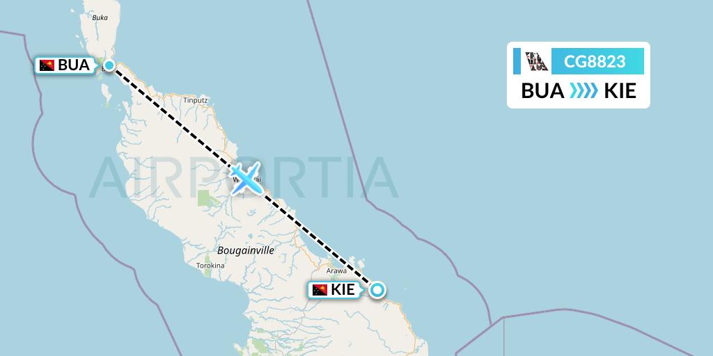CG8823 Airlines PNG Flight Map: Buka Island to Kieta
