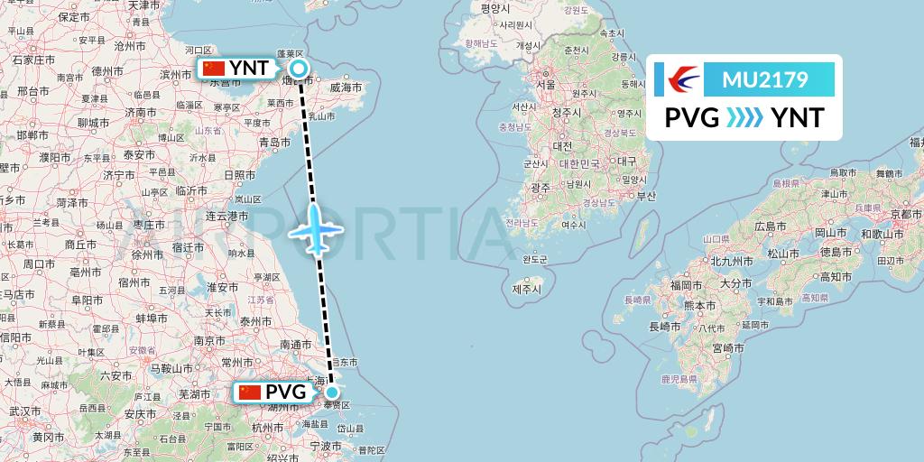 MU2179 China Eastern Airlines Flight Map: Shanghai to Yantai