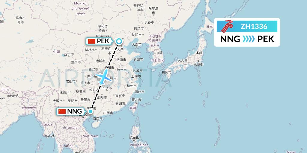 ZH1336 Shenzhen Airlines Flight Map: Nanning to Beijing