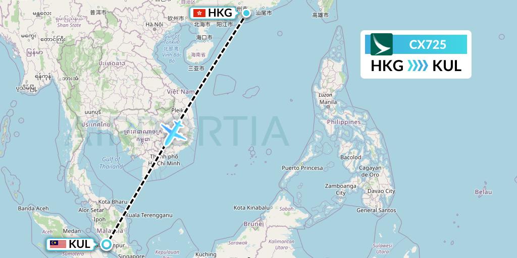 CX725 Flight Status Cathay Pacific Hong Kong to Kuala Lumpur (CPA725)