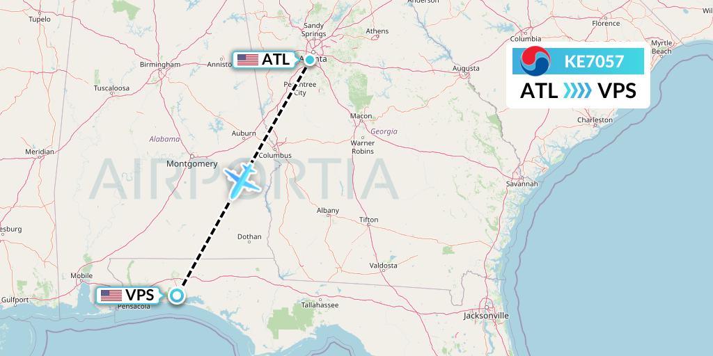 KE7057 Korean Air Flight Map: Atlanta to Valparaiso