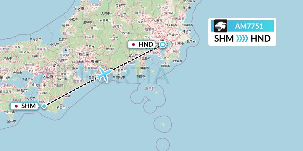 AM7751 Aeromexico Flight Map: Nanki Shirahama to Tokyo