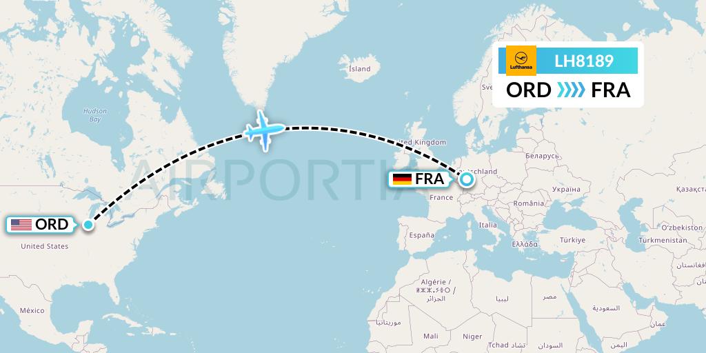 LH8189 Lufthansa Flight Map: Chicago to Frankfurt