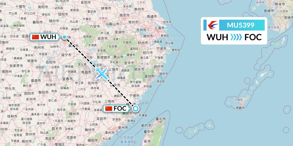 MU5399 China Eastern Airlines Flight Map: Wuhan to Fuzhou