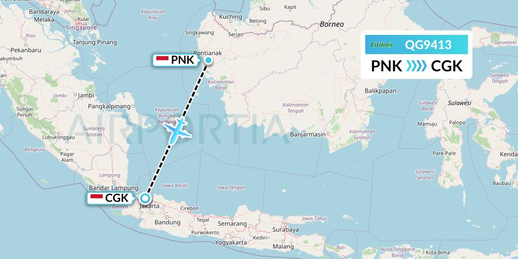 QG9413 Citilink Flight Map: Pontianak to Jakarta