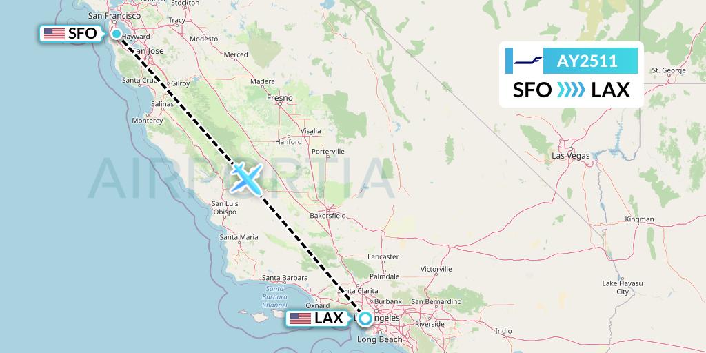 AY2511 Finnair Flight Map: San Francisco to Los Angeles