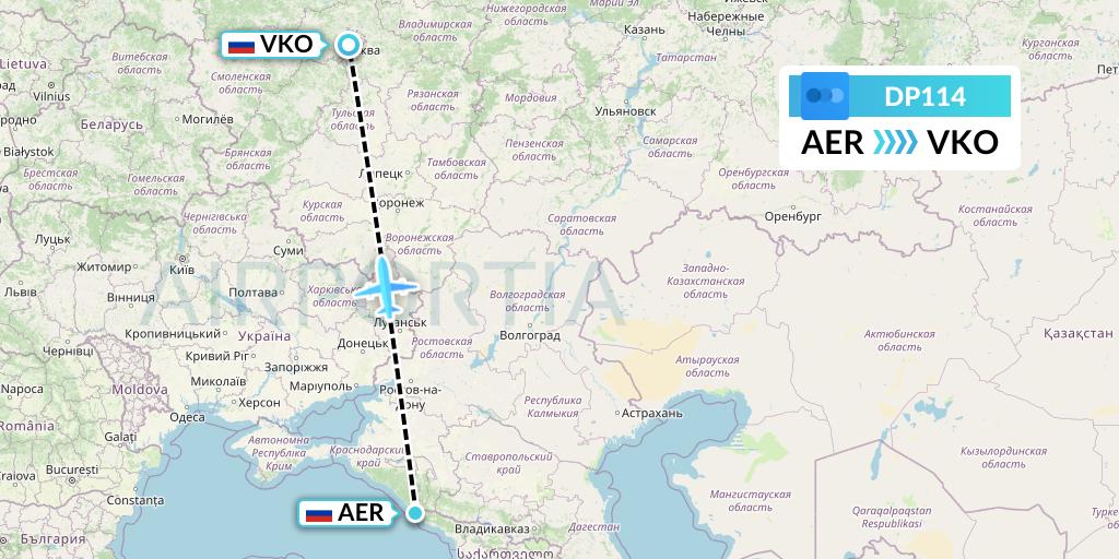 DP114 Pobeda Flight Map: Sochi to Moscow
