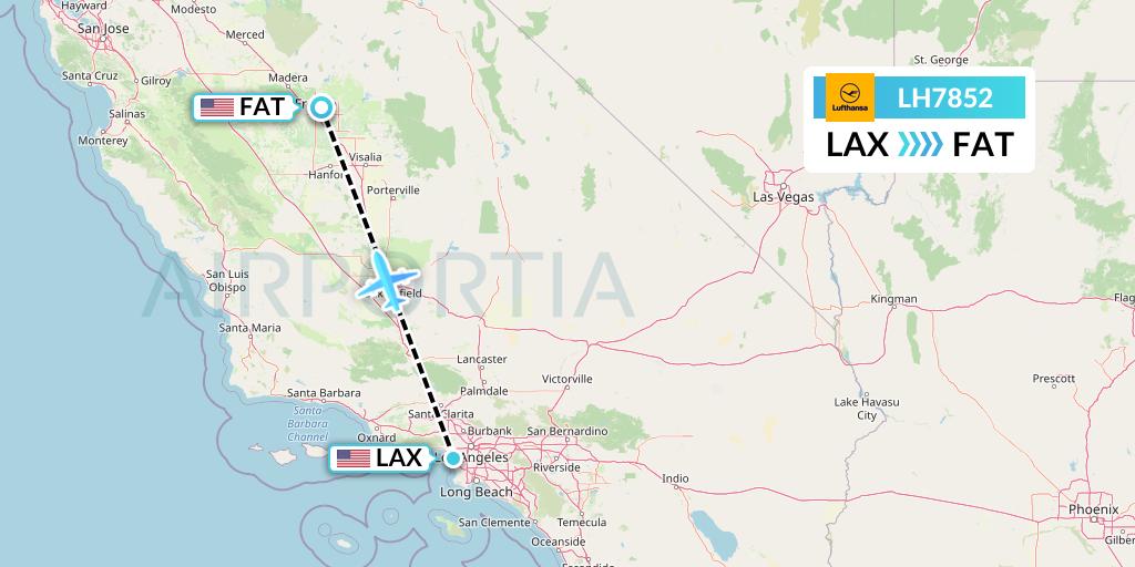 LH7852 Lufthansa Flight Map: Los Angeles to Fresno