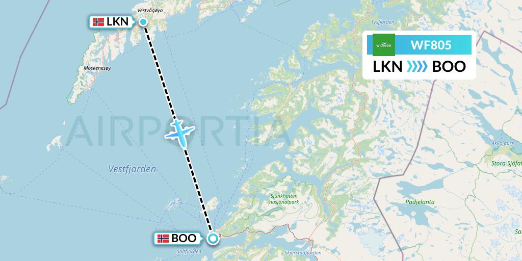 WF805 Wideroe Flight Map: Leknes to Bodo