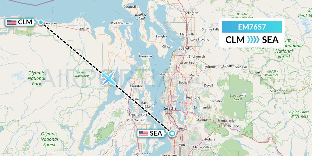 EM7657 Empire Airlines Flight Map: Port Angeles to Seattle