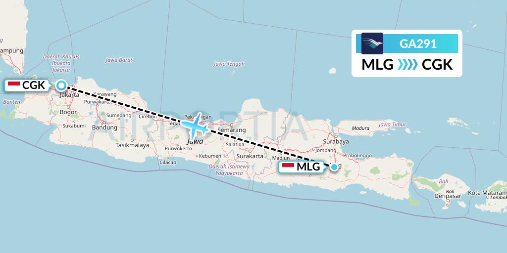 GA291 Garuda Indonesia Flight Map: Malang to Jakarta