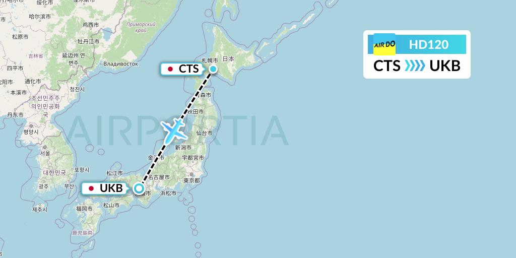 HD120 Air Do Flight Map: Sapporo to Kobe
