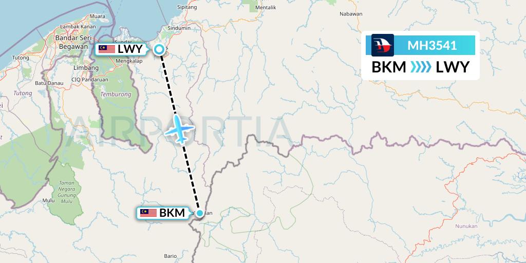 MH3541 Malaysia Airlines Flight Map: Bakalalan to Lawas