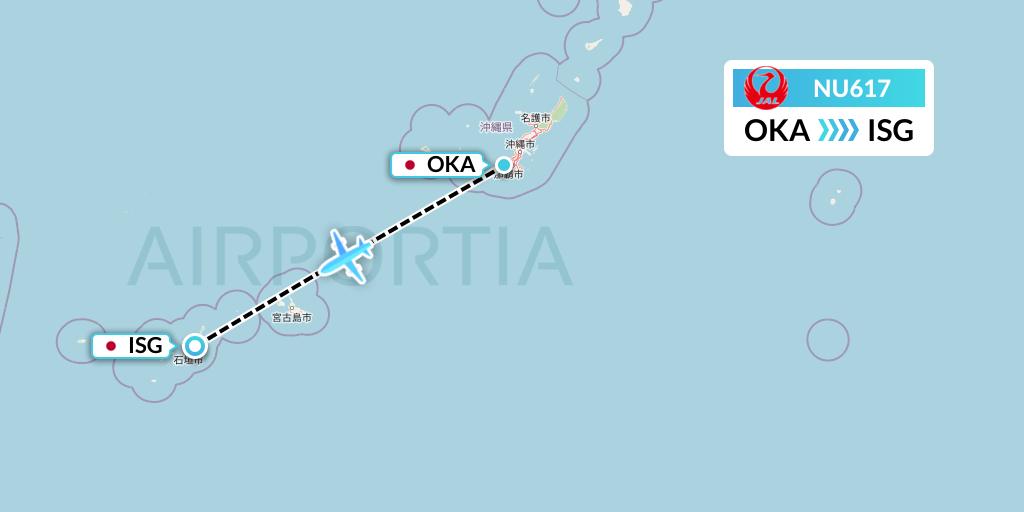 NU617 Japan Transocean Air Flight Map: Naha to Ishigaki