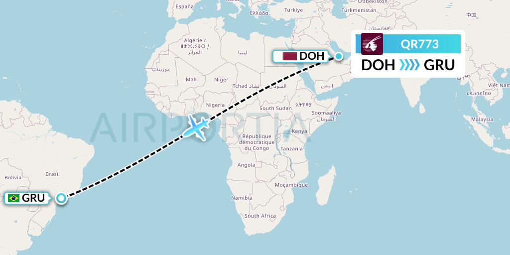 QR773 Flight Status Qatar Airways Doha to Sao Paulo (QTR773)