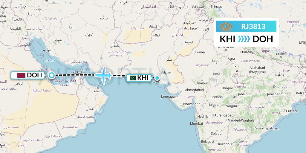 RJ3813 Flight Status Royal Jordanian Karachi to Doha (RJA3813)