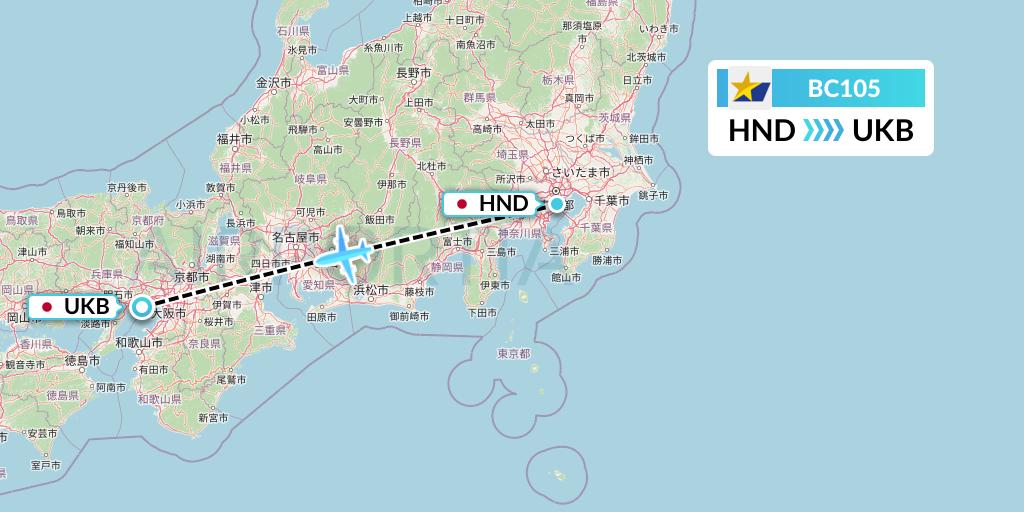 BC105 Skymark Airlines Flight Map: Tokyo to Kobe