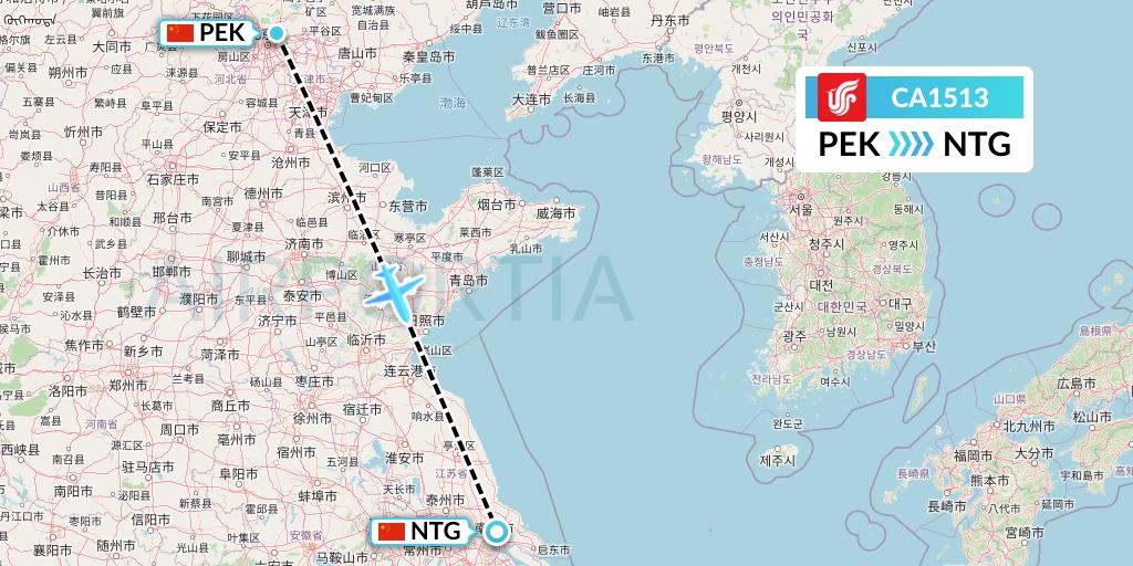 CA1513 Air China Flight Map: Beijing to Nantong