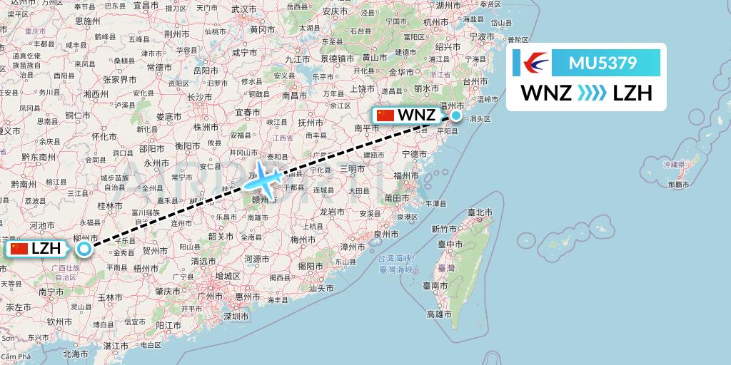 MU5379 China Eastern Airlines Flight Map: Wenzhou to Liuzhou