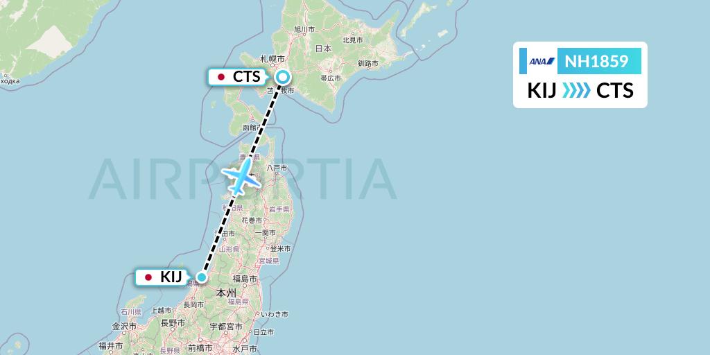 NH1859 All Nippon Airways Flight Map: Niigata to Sapporo