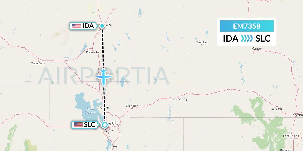 EM7358 Empire Airlines Flight Map: Idaho Falls to Salt Lake City