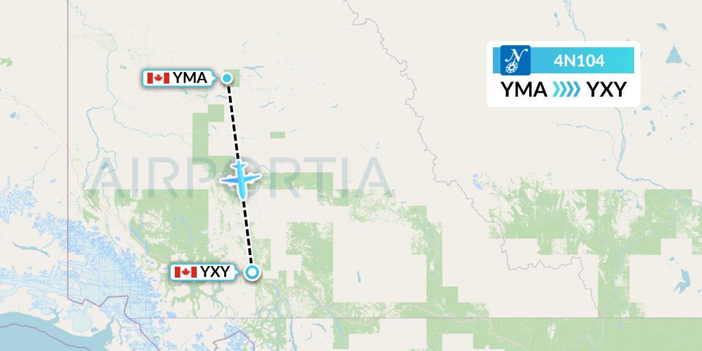 4N104 Air North Flight Map: Mayo to Whitehorse