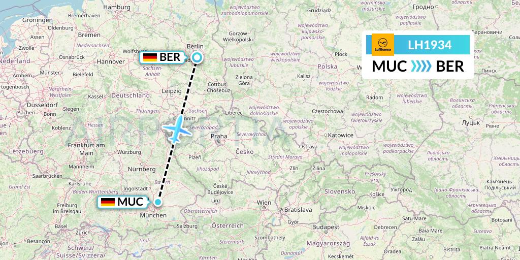 LH1934 Lufthansa Flight Map: Munich to Berlin